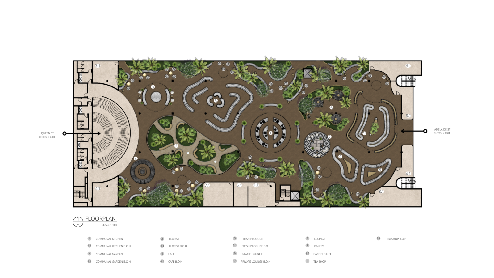 A floorplan that is inspired by the heart, with organic circulation and chambers. 