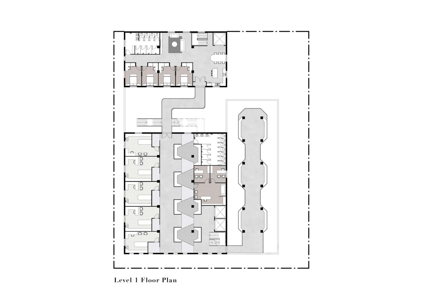 Level 1 floor plan for Stand Up Facility. 